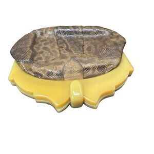 Genuine Snakeskin Mini Bag with Butterscotch Bakelite Handle Top Clutch Handbag